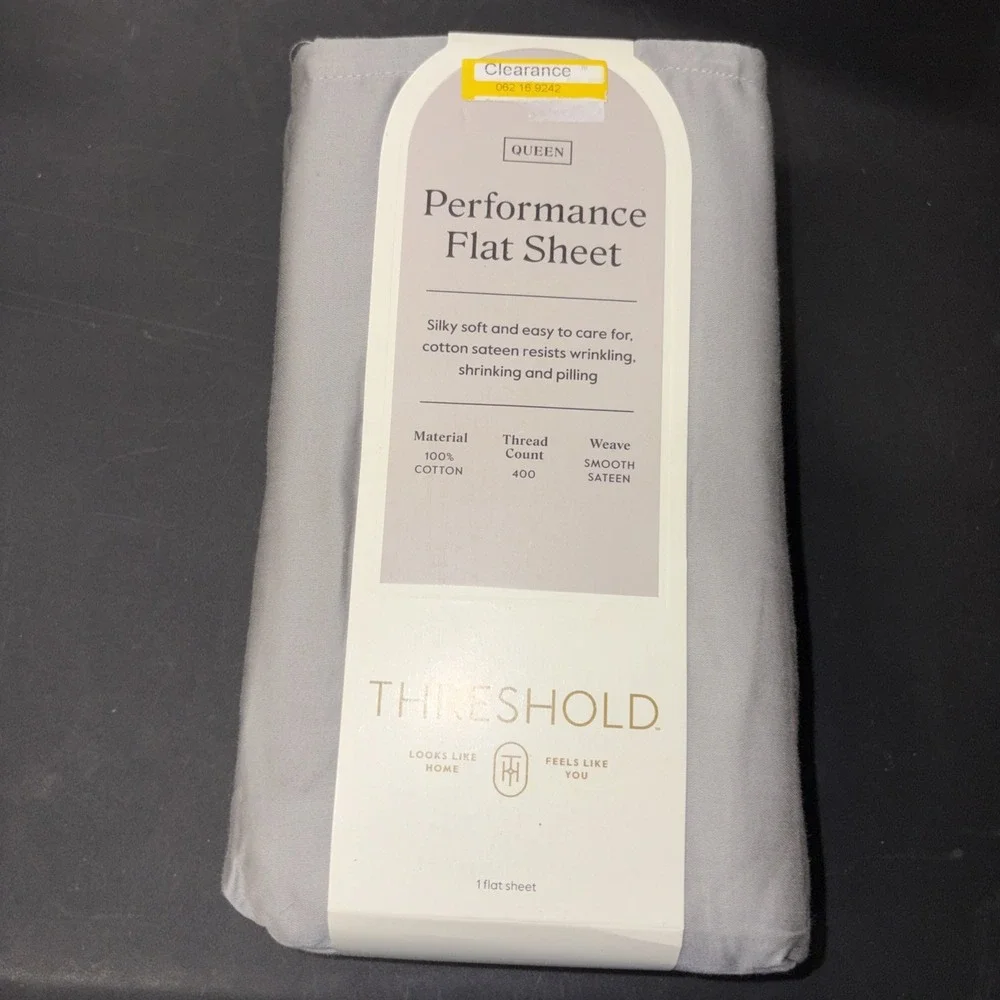 Queen 400 Thread Count Performance Flat Sheet Gray - Threshold: Cotton 28333